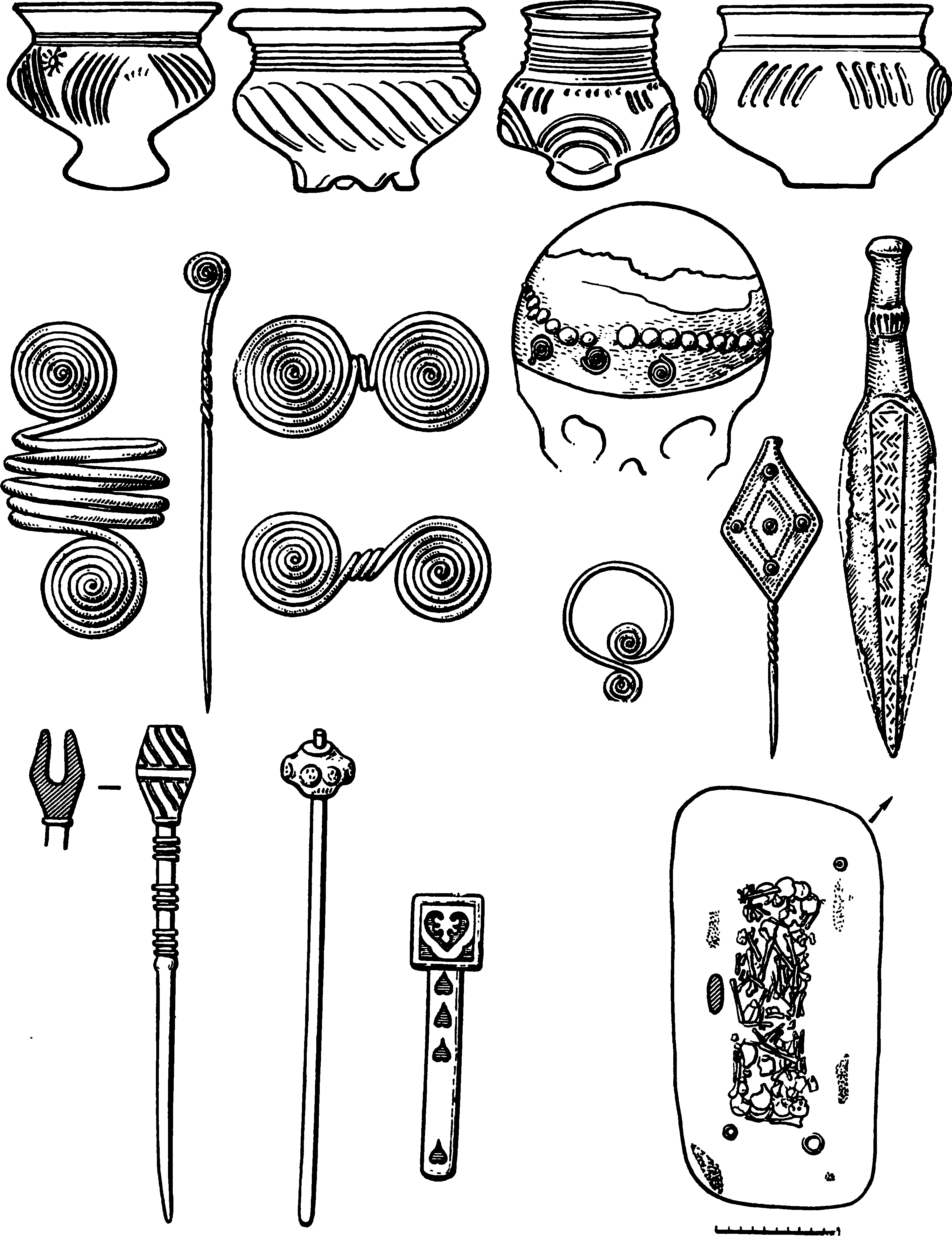 Предметы из могил древних славян XV—XIII вв. до н. э. (тшинецкая культура)